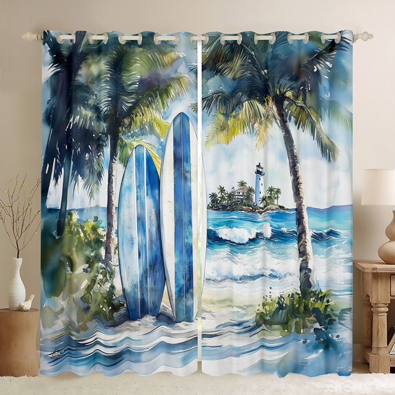Erosebridal Summer Holiday Curtains Pack of 2 (42Wx63L),Surfing Sport 30%-50% Black Out Curtains,Ocen Bedroom Decor