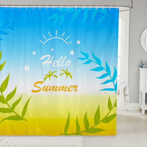 Erosebridal Summer Holiday Shower Curtain 72x84,Palm Tree Leaves Bathroom Curtain 72x84,Botanical Decoration