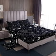 thumbnail image 1 of Erosebridal Sun And Moon Bed Sheet Set Twin Size,Black And White Starry Galaxy Boho Hippie Constellation,Bedding Decor Set With 1 Flat Sheet & 1 Fitted Sheet With 1 Pillow Case, 1 of 4