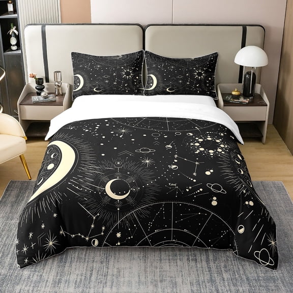 Erosebridal Sun and Moon Duvet Cover Boho Exotic Bedding Set Galaxy Astrology Comforter Cover Teens Bedroom Decor Chic Cute Luxury Zodiac Signs Bedspread Cover Twin Size