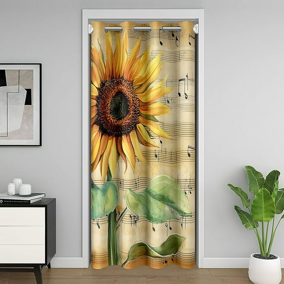 Erosebridal Sunflower Door Curtain For Doorways 42x84,Melody Black Out Curtain,Vintage Bedroom Decor