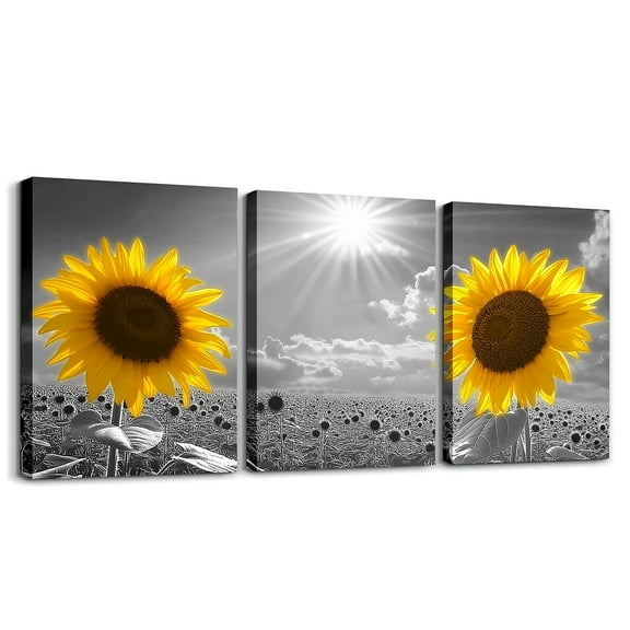 Erosebridal Sunflowers Paintings Wall Decor Bedroom, Chic Flower Floral Wall Decor for Living Room Set Room