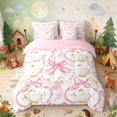 thumbnail image 1 of Erosebridal Swan Twin Bedding for Girls, Pink Ribbons Bedding Comforter Set, Pink Reversible 7pcs, 1 of 6