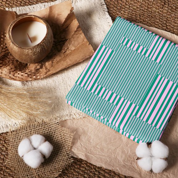 Erosebridal Teal Bar Stripe 100% Cotton Fabric by the Yard 2 Yards, Vertical Gradient Sewing Fabric