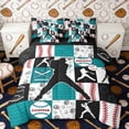 thumbnail image 1 of Erosebridal Teal Black Baseball Twin Bedding Sets, Sport Bedding Comforter Set for Boys and Girls, Black Reversible 7-Piece, 1 of 6