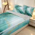thumbnail image 1 of Erosebridal Teal Marble Zipper Full Size Comforter Sets with Fitted Sheet and 2 Pillowcases, Watercolor Marbling Zipper Bedding Set, Gray Reversible, 1 of 7