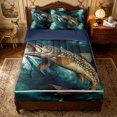 thumbnail image 1 of Erosebridal Teal Rustic Pike Fish Zipper Twin Comforter Sets with Fitted Sheet and 2 Pillowcases for Boys Men, Farmhouse Ocean Wave Zipper Bedding Set, Navy Reversible, 4pcs, 1 of 7