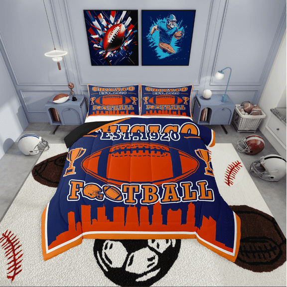 Erosebridal Teen Ball Gaming Football Bedding Twin Comforter Set,Sport Game Down Comforter,Gamer Decoration(Chicago),Reversible,Lightweight,2-Piece