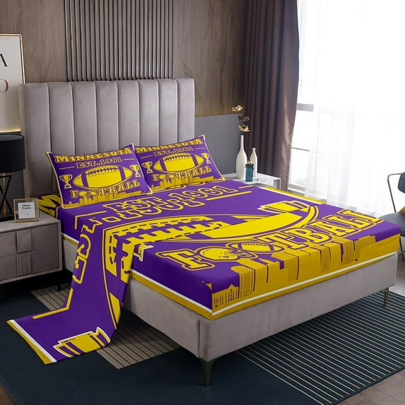 Erosebridal Teen Ball Gaming Football Sheet Set Twin,Sport Game Bedding Sets Twin Size,Gamer Decoration(Minnesota),3pcs