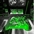 thumbnail image 1 of Erosebridal Teenager Gamepads Bedding Sets Twin Size,Black Green Comforter Sets with Sheets,Geometry Hexagon Bed in a Bag Twin size,Microfiber Ombre Bedroom Decorative,Reversible,7-Piece, 1 of 6