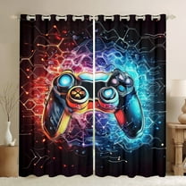 Erosebridal Teenager Gamepads Curtains for Living Room (38Wx45L),Video Game 30%-50% Blackout Curtains Set of 2 (38x45),Hexagon Honeycomb Curtains and Drapes,Geometric Bedroom Decoration
