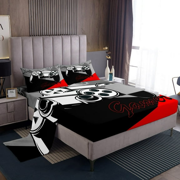 Erosebridal Teenager Gamepads Sheet Set Twin,Video Game Bedding Sets Twin Size,Breathable Twin Sheet Sets,Super Cozy Gamer Bedroom Decorative,3pcs