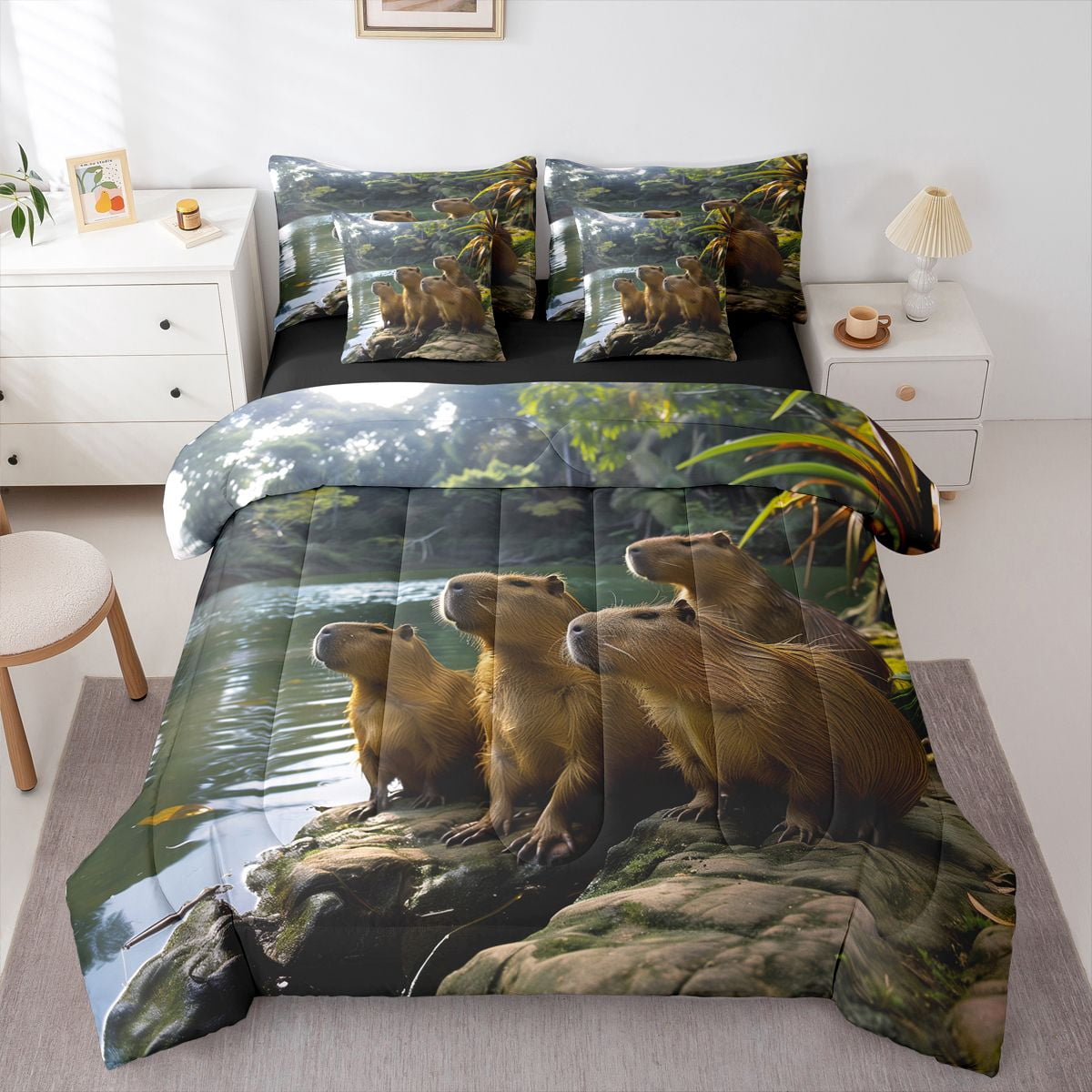 Erosebridal Teens 3D Print Capybaras Bedding Comforter Set 7pcs,Boys ...