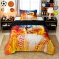 thumbnail image 1 of Erosebridal Teens Abstract Flame Baseball Twin Comforter Sets 3-Piece,Sport Gamer Bedding Set for Kids Boys Girls,Black Reversible,Super Cozy Room Decor, 1 of 6