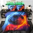 thumbnail image 1 of Erosebridal Teens Abstract Flame Soccer Bedding Comforter Set 7-Piece,Sport Football Gamer King Bedding Sets for Kids Boys Girls,Black Reversible,Super Cozy Room Decor, 1 of 6