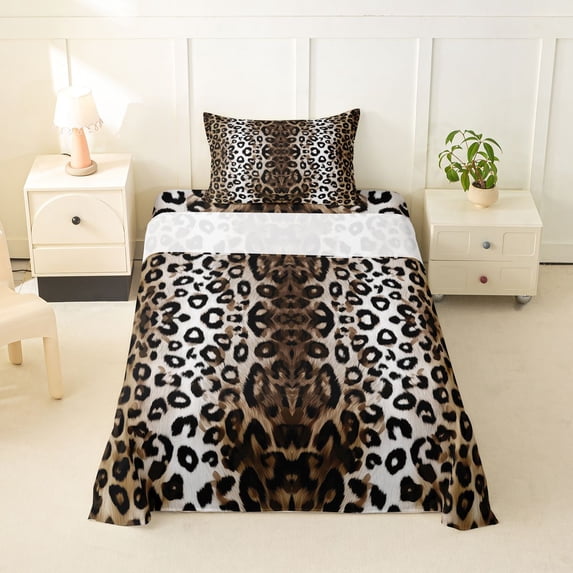 Erosebridal Teens Abstract Leopard Print Twin Sheet Sets 3pcs,Gradient Cheetah Print Bedding For Adults