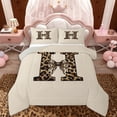 thumbnail image 1 of Erosebridal Teens Adults H Personalized Initial Full Size Comforter Sets 3 Pieces,Leopard Print Bow Knot Bedding Sets For Girls Boys,Grey Reversible, 1 of 6