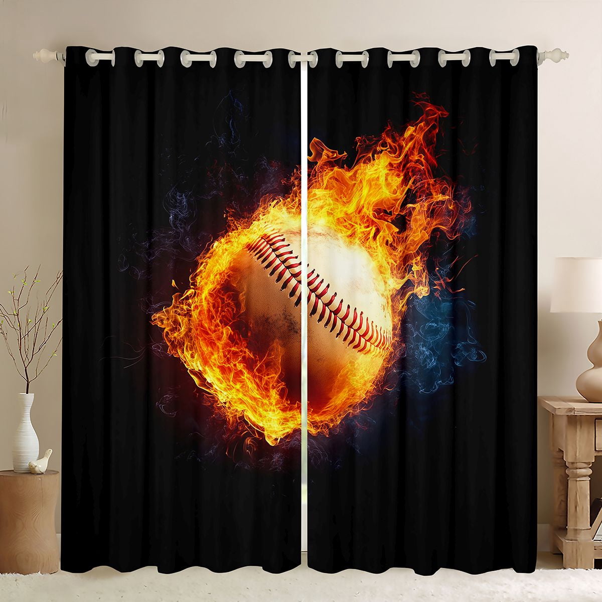 Erosebridal Teens Ball Games Curtains Pack of 2 (42x84 Each),Baseball ...