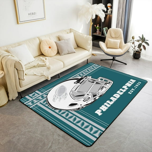 Erosebridal Teens Ball Sport Bedroom Carpet 4'11" x 3'3", Retro Rugby Living Room Rug, American Football Decor, Non Slip