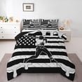 thumbnail image 1 of Erosebridal Teens Baseball Gamer Ice Cream Drip Full Size Comforter Sets 3 Pieces,USA Flag Waffle Bedding Sets for Kids Boys Girls,Black Reversible,Lightweight Room Decor, 1 of 6