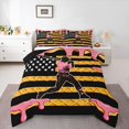 thumbnail image 1 of Erosebridal Teens Baseball Gamer Ice Cream Drip Full Size Comforter Sets 3 Pieces,USA Flag Waffle Bedding Sets for Kids Boys Girls,Black Reversible,Lightweight Room Decor, 1 of 6