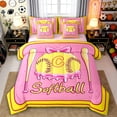 thumbnail image 1 of Erosebridal Teens Baseball Gaming Letter C Monogrammed Bedding Comforter Set 7pcs,Girls Boys Sport Softball Gamer Queen Bedding Sets,Pink Reversible,Luxury Bedroom Decor, 1 of 6