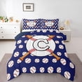 thumbnail image 1 of Erosebridal Teens Baseball Gaming Letter C Monogrammed Queen Comforter Set 3pcs,Girls Boys Sport Gamer Bedding Comforter Set,Navy Blue Reversible,Super Cozy Room Decor, 1 of 6
