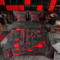 thumbnail image 1 of Erosebridal Teens Black Red Geometric Grid Twin Bedding Sets 7-Piece,P Personalized Initial Bedding Comforter Set For Boys Girls,Black Reversible, 1 of 6