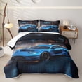 thumbnail image 1 of Erosebridal Teens Blue Sport Car Quilt King,Boys Rally Race Fast Car King Coverlet Set, 1 of 7