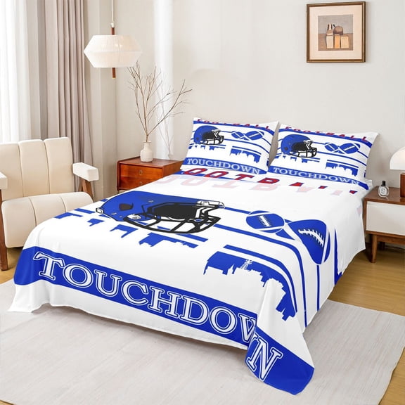 Erosebridal Teens Buffalo Football Sheet Set Twin,Sport Theme Bedding Sets Twin Size,Rugby Decor,Breathable,3pcs