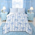 thumbnail image 1 of Erosebridal Teens Cute Blue Ribbon Bow Queen Comforter Set 3pcs,Girls Kids Cartoon Stars Print Stripes Bedding Comforter Set,Breathable Home Decor, 1 of 6
