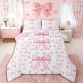 thumbnail image 1 of Erosebridal Teens Cute Love Heart Bowtie Queen Comforter Set 3pcs,Girls Kids Geometric Plaid Polka Dots Bedding Comforter Set,Pink Reversible,Breathable Home Decor, 1 of 6