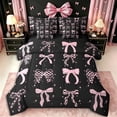 thumbnail image 1 of Erosebridal Teens Cute Pink Bow Twin Bedding Sets 7-Piece,Girls Kids Cartoon Stars Print Bow Knot Bedding Comforter Set,Black Reversible,Breathable Home Decor, 1 of 6