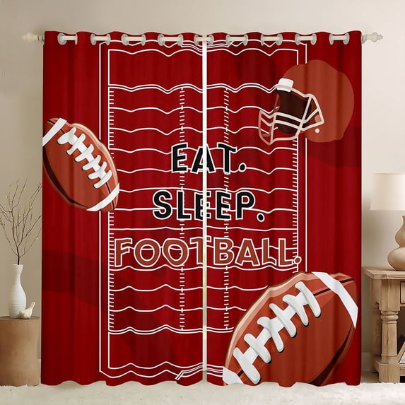 Erosebridal Teens Eat Sleep Baseball Blackout Curtains Set of 2 (52x84 Each),Sport Gamer Window Curtains for Kids Boys Girls,Breathable Home Decor