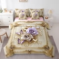 thumbnail image 1 of Erosebridal Teens Floral Rose Butterflies Twin Bedding Sets 7-Piece,Romantic Vintage Bedding Comforter Set For Girls Boys,Gold Purple,Pink Reversible, 1 of 6