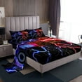 thumbnail image 1 of Erosebridal Teens Gamepad Bed Sheets Set Twin Size, Futuristic Lightning Bed Sheets Twin, Blue Red Twin Sheet Sets, Ultra Soft Room Decoration, 3pcs, 1 of 7