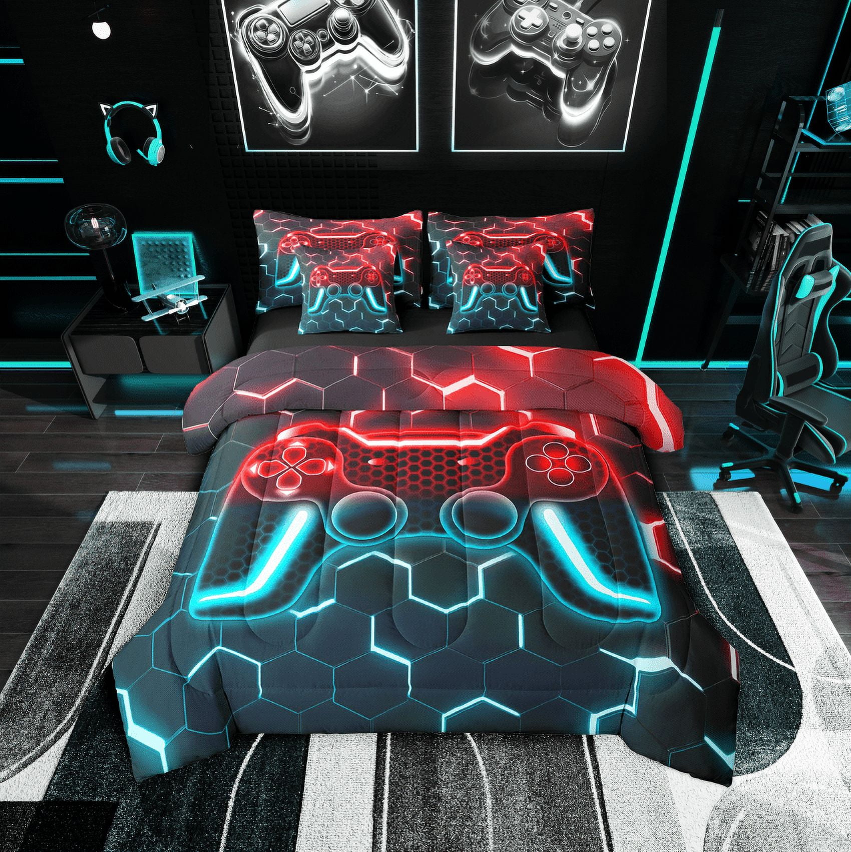 Erosebridal Teens Gaming Bedding Queen Size,Video Gamer Bed in a Bag ...