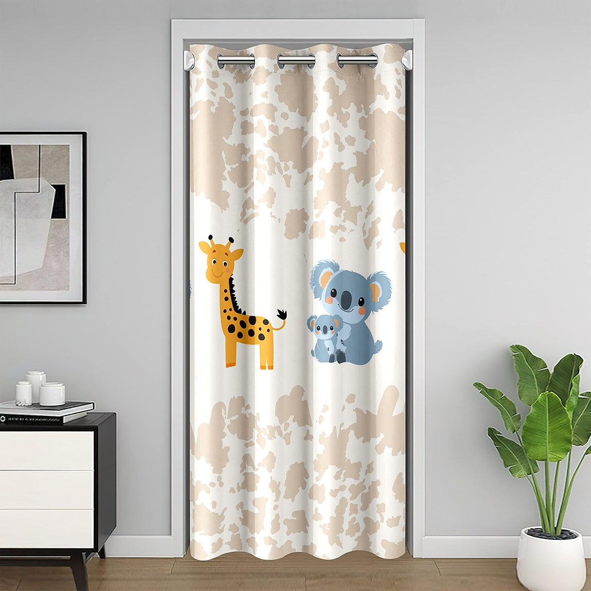 Cute Koala Shower Curtain Set - 72x84 Inch Waterproof Bath Curtain With Tropical Leaves, Perfect For Kids & Teens Bathroom
