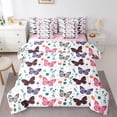 thumbnail image 1 of Erosebridal Teens Girls Colorful Butterflies Bedding Comforter Set 7pcs,Floral Love Heart Queen Bedding Sets,Pink Reversible, 1 of 6