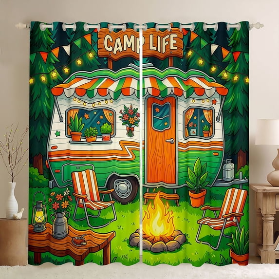Erosebridal Teens Kawaii RV Car Blackout Curtains Set of 2 (52x84 Each),Boys Girls Adventure Theme Window Curtains,Ultra Soft Home Decor