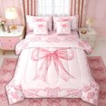 thumbnail image 1 of Erosebridal Teens Kawaii Watercolor Bow Twin Bedding Sets 7-Piece,Bohemian Damask Bedding Comforter Set for Girls,Pink Reversible,Breathable Home Decor, 1 of 6