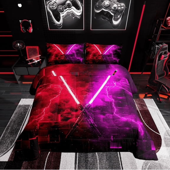 Erosebridal Teens Lightning Twin Comforter Sets, Futuristic Rectangle Bedding Set