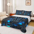 thumbnail image 1 of Erosebridal Teens Neon Lights Grid Plaid Full Size Sheets 4-Piece,Boys Girls Abstract M Letter Monogrammed Bed Sheets, 1 of 5