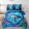 thumbnail image 1 of Erosebridal Teens Ocean Turtle Twin Bedding Sets 7-Piece,Girls Boys Blue Marine Animal Bedding Comforter Set,Black Reversible, 1 of 6