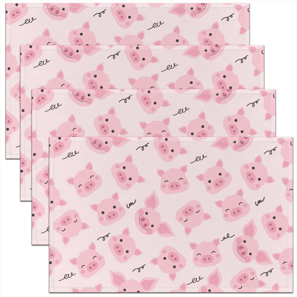 Pig Mat Table Erosebridal Teens Pink Pig Place Mats Set of 4 for in Door Dinning ...