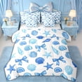 thumbnail image 1 of Erosebridal Teens Princess Ribbon Bowtie Bedding Comforter Set 7 Pieces,Girls Blue Sea Starfish Seashell Full Bedding Set,Ultra Soft Home Decor, 1 of 6