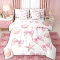 thumbnail image 1 of Erosebridal Teens Princess Ribbon Bowtie Twin Bedding Sets 7-Piece,Girls Sea Pink Starfish Seashell Bedding Comforter Set,Microfiber Bedroom Decor, 1 of 6