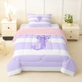thumbnail image 1 of Erosebridal Teens Ribbon Bow Knot Geometric Stripes Twin Comforter Sets 3-Piece,Bling Glitter Print J Personalized Initial Bedding Set For Children Boys Girls,Pink Reversible, 1 of 6