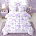 thumbnail image 1 of Erosebridal Teens Romantic Roses Bowtie Bedding Comforter Set 7 Pieces,Girls Purple Floral Bow Knot Full Bedding Set,Microfiber Bedroom Decor, 1 of 6