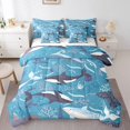 thumbnail image 1 of Erosebridal Teens Sealife Whale Bedding Sets Twin Size,Blue White Comforter Sets with Sheets,Marine Decor,Breathable,7-Piece, 1 of 5